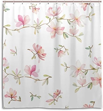 jeansame Customizable Bath Shower Curtains Bathroom Curtain Floral Flowers Vintage Peach Blossom 66 x 72 Inch