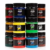 Pigma Rich Acrylic Paint Set for Adults & Kids Ideal for Painting Fabric, Canvas, Ceramic, Paintable Crafts (12 Bottles - 100 ml Each)