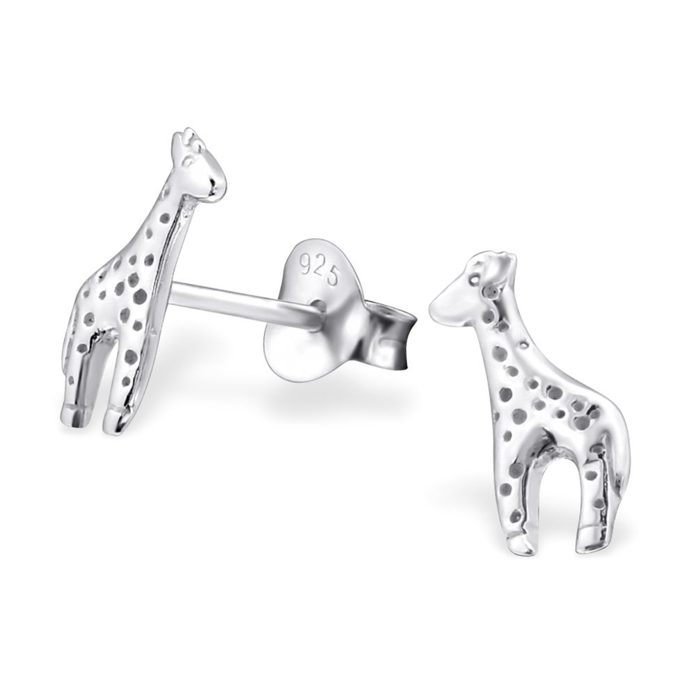 925 Sterling Silver Giraffe Stud Earrings for Women & Girls – Cute Animal Jewellery Gift Boxed
