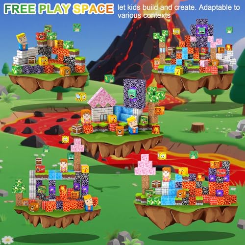 Magnetic Blocks Construction Kids 100 Pieces 2CM 3+ Magnetics, Set Magnetic Blocks Tiles Construction, Montessori Toys for Kids 4 5 6 7 8 9 10 11 12 Birthday Gifts for Girls