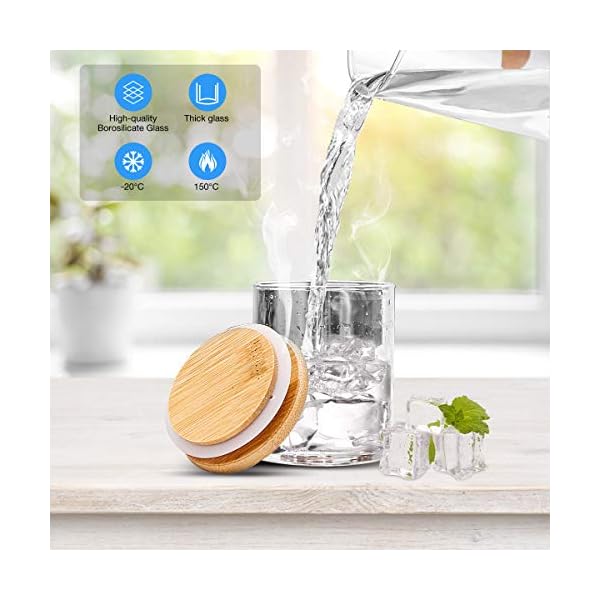 SAWAKE Glass Storage Jars with Bamboo Lids Silicone Ring Set of 12 (250ml) Small AirTight Kitchen Canister Jar Storage Container with Measuring Spoon for Spice Sugar Tea Coffee Beans Nuts Herbs Grains