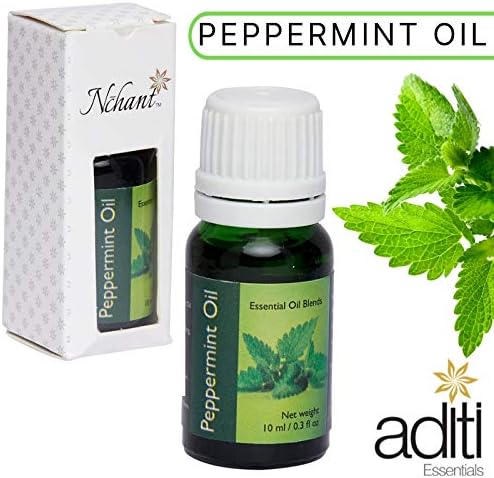 Nchant 100% Pure Therapeutic Grade Peppermint Essential Oil 10 ml - For Headache & Stress, Hair, Vometting, Breath Diffuser or Aromatherapy