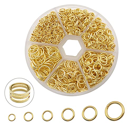 1500Pcs Mixed Sizes Open Jump Rings,4mm 5mm 6mm 7mm 8mm 10mm
