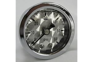Marshall 60 psi Oil Pressure Gauge - Shock Proof and Liquid Filled - 1/8" NPT Fitting - Machine "Turned" Gauge Face - Harley 