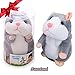 Talking Pet Hamster Electronic Animal Plush Toy - Mimics and Repeats After Words & Sounds for Kids Ages 4 - 100, Boys and Girls, Birthdays, Christmas by Neverland(Grey) (gara)