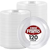 9 Inch Disposable Clear Plastic Plates In Bulk By Framo for Party and Dinner,And For Any Occasion, Microwaveable, BBQ, Travel