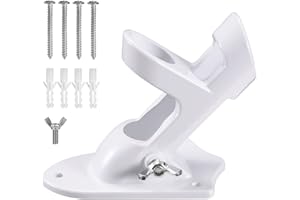 Flag Pole Holder Brackets, BONWIN 1" Flag Pole Mounting Bracket with Hardwares for House Wall Mount, 1" Inner Diameter, Two Positions & Aluminium Alloy, Rust Free Coated (White - 1 Pack)