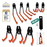Heavy Duty Wall Hooks, 8-Pack Steel Garage Hooks for Garage Storage - Wall Mount Hanging Hooks Tool Organizer Holds 40 Lbs Each - Rust Resistant Double Hooks for Garden and Garage Tools Organization
