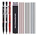 Barunson 2.0 mm Lead Holder Pen Mechanical Pencil for Draft Drawing,Carpenter,Crafting, Art Sketching Sharpener (Pack of 3 Pens) + (2.0 mm 1 Tube-Red 4+Blue 4 + Black 4=12 Leads)