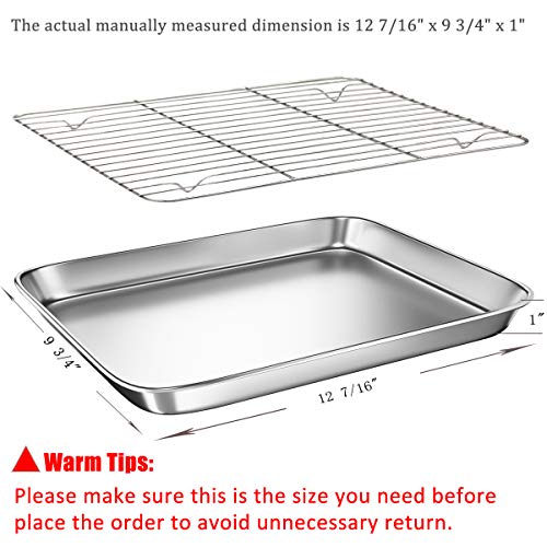 Toaster Oven Tray Baking Pans with Cooling Rack, 12.4 x 9.7 x 1 inch