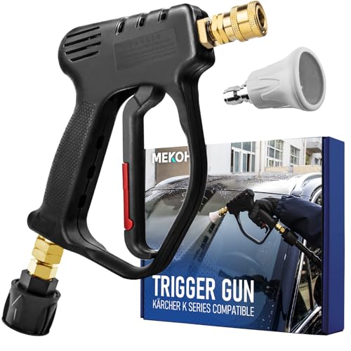 MEKOH Stubby Pressure Washer Gun for Karcher K2, K3, K4, K5, K7, High Power Washer Car Wash Gun with Quick Release, Short Trigger Pressure Washer Pistol with Nozzle, 1/4” Quick Connect Jet Wash Gun