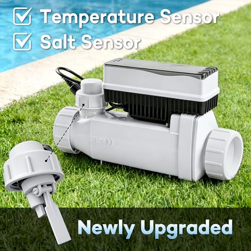Salt Cell for Pool - Fits for Pentair Salt Cell, Upgraded Flow Switch with Temp/Salinity Sensor, Replacement Salt Cell Chlorine Generator, up to 40,000 Gal Pool