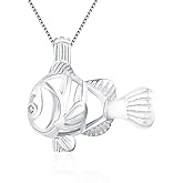 LGSY 925 Sterling Silver CZ Fish Cage Pendants Crafting Charm for DIY Necklace Bracelet Jewelry Making