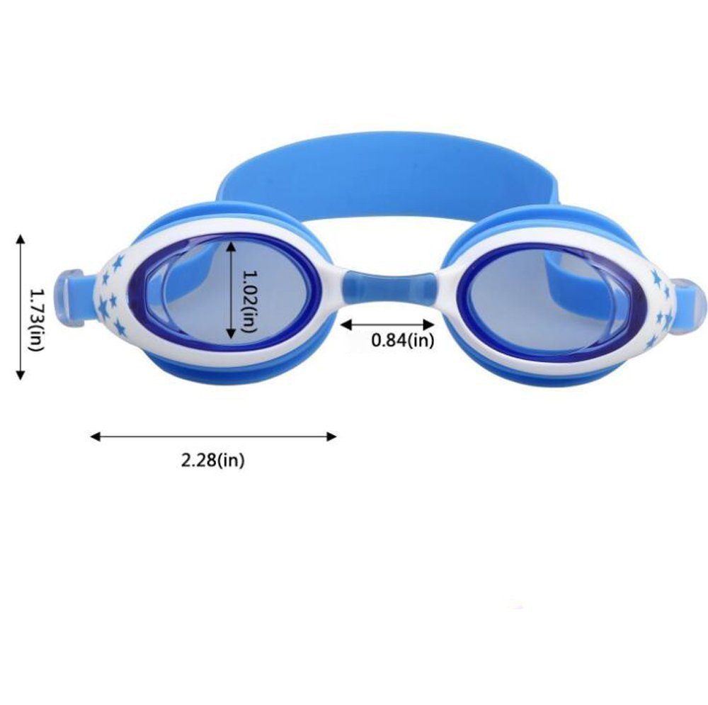 Bonnet de Bain pour Enfants, Lunettes de Natation avec 3 Nez Réglables et Protège-Oreilles Antibuée et antibrouillard pour Les Enfants (Bleu)