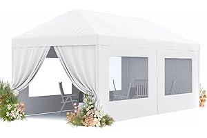 PEAKTOP OUTDOOR 10'x20' Party Tent with Mesh Windows, Heavy Duty Outdoor Party Tent Wedding Party Tent Canopy BBQ Shelter Pavilion Patio Camping Gazebo Outside Tents for Backyard Party