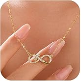 LOVECOM 925 Sterling Silver Infinity Heart Cross Necklace for Women Mother Daughter 14K Gold Plated Cubic Zirconia Forever Love Heart Pendant Necklace Jewelry Birthday Gifts for Mom Friends