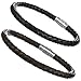 Areke Stainless Steel Braided Leather Cuff Bracelet for Mens Women,Rope Bangle Magnetic Clasp Wristband Set
