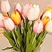 SHINE-CO LIGHTING Artificial Tulips 10Pcs Real Touch Fake Tulips PU Flower Arrangement Bouquets for Home Party Decoration (Red)