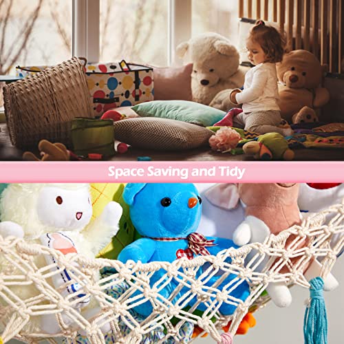 LICKLIP Corner Stuffed Animal Hammock with LED Light, Boho Macrame Toy