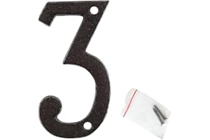 roslyong 3 Inch House Number, Vintage Address Numbers for Outside, Cast Iron Solid Metal Number 3 (Matching Screws Included)