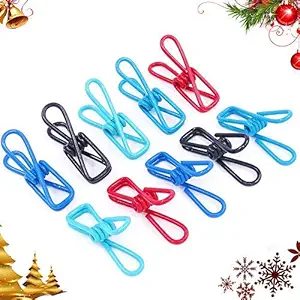 Findfly 50pcs Multi-Purpose Windproof Clothespin Wire Clips Clothes Pins for Clothesline Utility, Picture, Notes, Decoration, Poster - 5 Colors