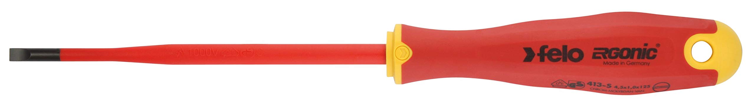 Felo 0715762631 Slotted 1/8" E-Slim Insulated Screwdriver with Length 4"