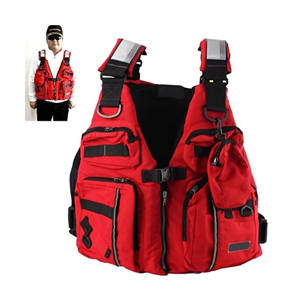 Red-Adult-Buoyancy-Aid-Sailing-Fishing-Kayak-Canoeing-Life-Jacket-Vest