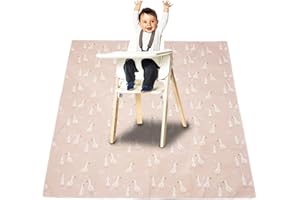 COOLAPEACH Splat Mat for Under High Chair/Arts/Crafts, Washable Baby Spill Mat Waterproof Anti-Slip Floor Splash Mat, Portable Baby Play Mat and Table Cloth (Goose, 43"x 43")