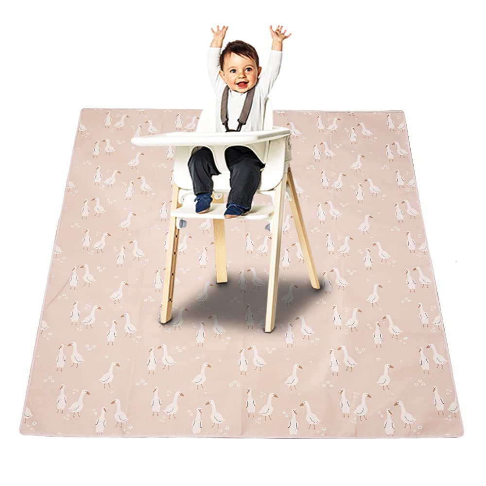 Photo 1 of Splat Mat for Under High Chair/Arts/Crafts, Washable Baby Spill Mat Waterproof Anti-Slip Floor Splash Mat, Portable Baby Play Mat and Table Cloth (Goose, 43"x 43")