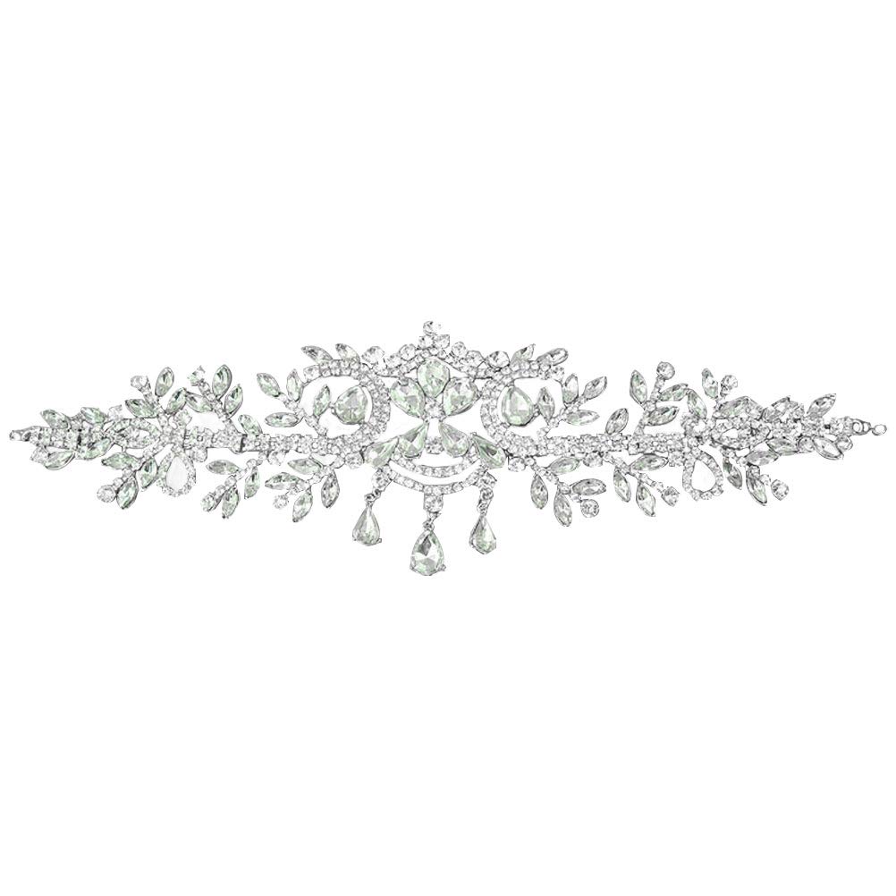 Lurrose Crystal Head Chain Rhinestone Forehead Chain Forehead Tiaras Bridal Hair Accessories (White)