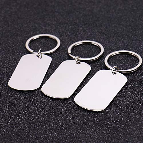 Monrocco 5pcs Stainless Steel Rectangular Keychain, Personalized Dog Tag Keychain