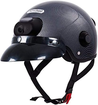 Wansheng Smart Motorcycle Camera Helmet, D.O.T Certified ATV Motorcycle Full Helmet Helmet Road Race MX Helmet Riding Recorder Bluetooth Camera Extreme Sports (M, L) Black,Black,M：57~58Cm [Energy Class A]
