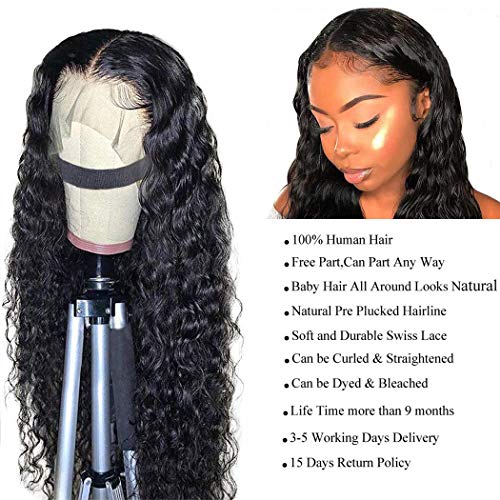 Lace-Front-Brazilian-Water-Curly-Wigs-Human-remy-Pre-Plucked-Glueless-Hair-Water-Curly-Wigs-For-Black-Women-Brazilian-Virgin-Human-Hair-Wig-Water-Wave-With-Baby-Hair-Natural-Hairline-18-Inch