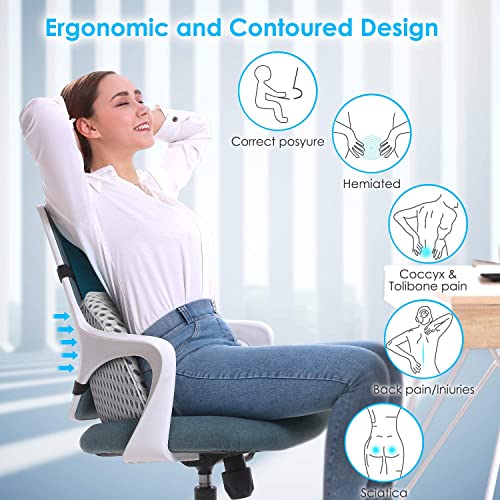 TTKXT Lumbar Support Pillow for Car Memory Foam,Waist Hip Pain Relief Rest, Seat Office Chair