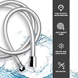 ZOTTI 2m Shower Hose Smooth PVC Anti-Kink Brass Connectors Universal G1/2 Chrome view 2