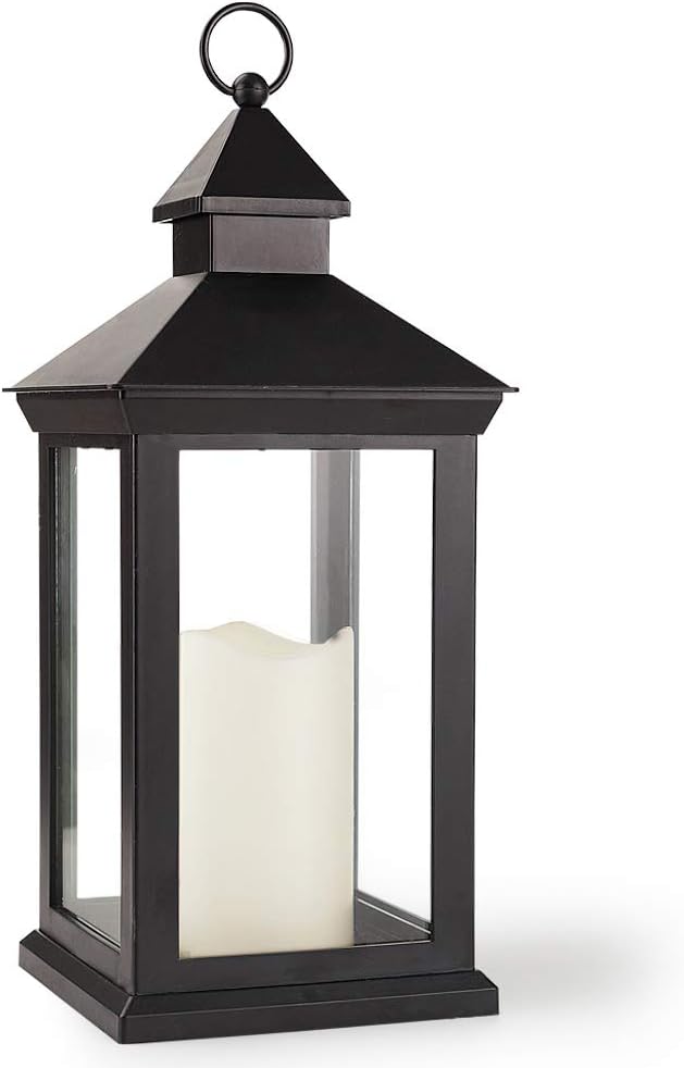 Bright Zeal 14 Inch Decorative Candle Lantern Black Outdoor Lanterns With Timer Candles - IP44 Waterproof Vintage Lanterns Battery Powered LED Hanging Decorative Lanterns For Wedding Indoors Tabletop: Home Improvement