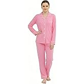 RONGTAI Cotton Womens Pajama Sets Comfy Fall Winter Pajama Set Long Sleeve Sleepwear 2 Pcs Pjs Nightwear S-XXL