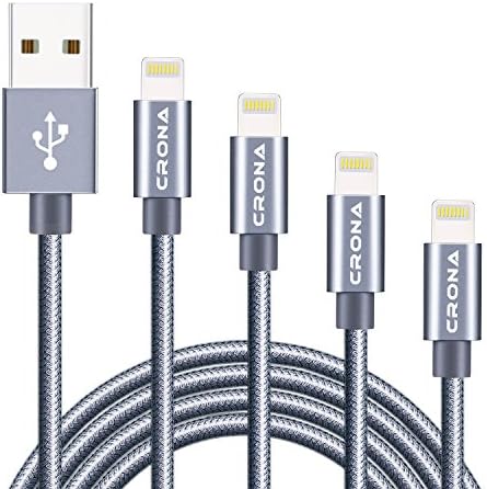 Lightning Cable, CRONA iPhone Charger 4-Pack [10ft /6ft /3ft /1ft] Braid Cord Syncing iPhone Charger Cord for iPhone/iPad