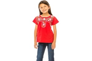 unik Traditional Puebla Mexican Youth Girl Embroidered Blouse size 4-14