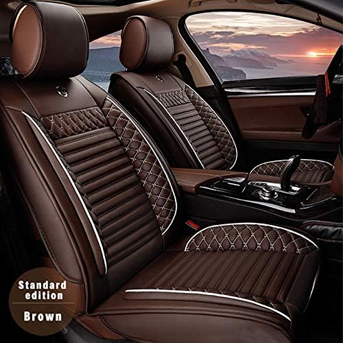 カーシートカバー前席 後席セットフルセットに適していますプジョー Peugeot 508 408 308 301 08 3008 4008 5008 5人乗りユニバーサル自動車内装puレザー四季全天候通気性と超快適 滑り止めの耐摩耗性保護 コーヒー Anadis Nl