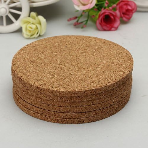 6pcs 100mmx5mm Round Plain Cork Coasters Cork Mats Drink Wine Mats