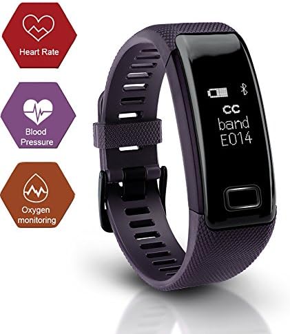 TOPWRX Fitness Tracker,Bluetooth 4.0 BLE Wristband Watch With Heart Rate Monitor Blood Pressure,Waterproof Activity Smart Band Long Standby Time,Arrhythmia Alarm Smart Watch for Men Women (Purple)
