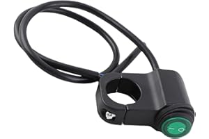 Keenso Motorcycle Handlebar Toggle Switch, Universal 22mm Green Waterproof Switch 12v Handlebar Power Switch Fog Spot Light L