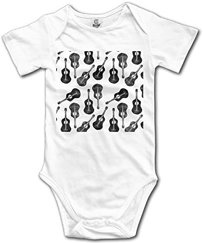 WENXIANSGTISF Black And White Guitar Crawling Clothes Short Sleeve Design Lovely Newborn 3M White