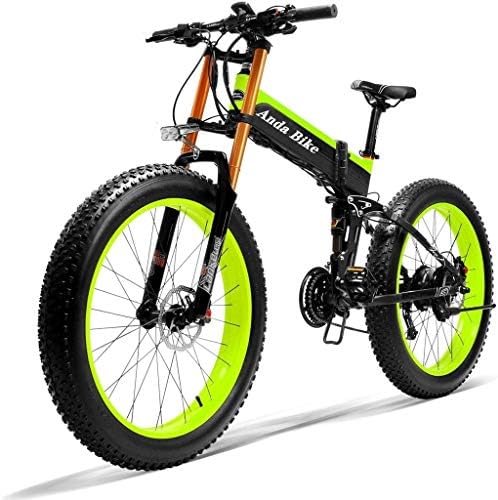 Electric Bike Mens Mountain Adult E-Bike Lithium Battery Aluminum Alloy E-Bicycle 21 Speed 26In Fat Tire Road Bicycle Snow Bikes Disc Brake with Led Display