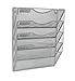 EasyPAG 5 Pocket Mesh Hanging Wall File Organizer, Easily File Managment and Classification, Space Saving Wall Mount Filing Holder for Office Home Classroom, Silver