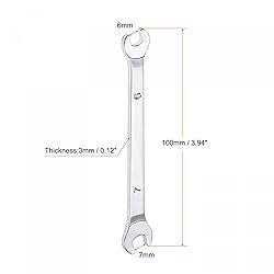 uxcell Thin Open End Wrench, 6mm x 7mm Metric