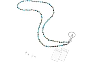 C&L ACCESSORIES Lanyard for Women, Beaded Lanyards for ID Badges Holder Teacher Lanyard Holder Keychain Necklace Glasses Strap for Women (Blue Light)