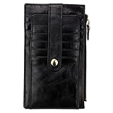 DEEZOMO RFID Blocking Top Grain Leather Credit Card Wallet Bifold with Snap