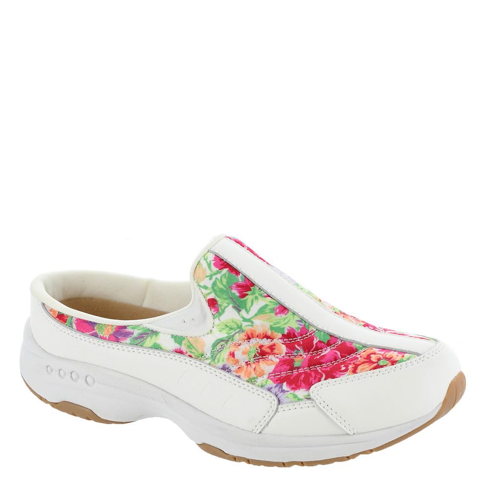 Easy Spirit Women’s Traveltime703 Mule, White-Bloom-Multi, 5
